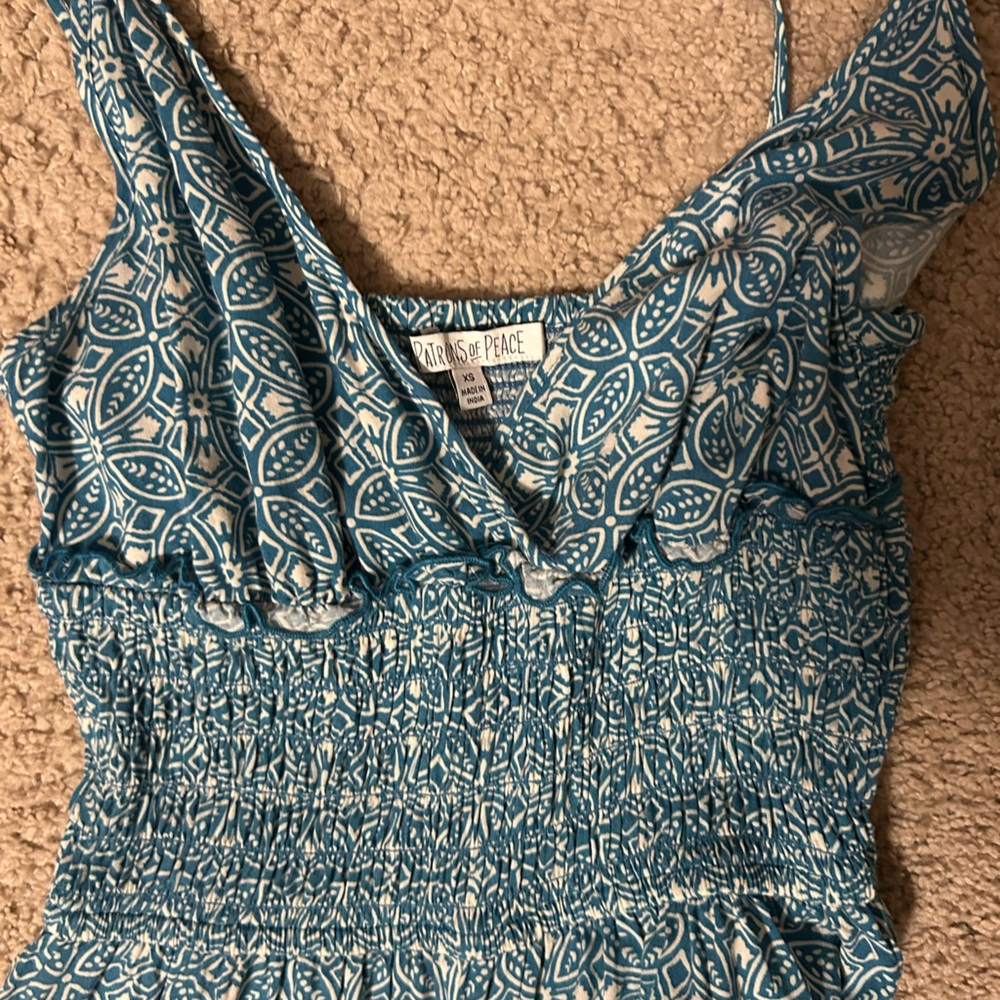 Patrons of Peace Teal Printed Wide-Leg Jumpsuit - Picture 2 of 3